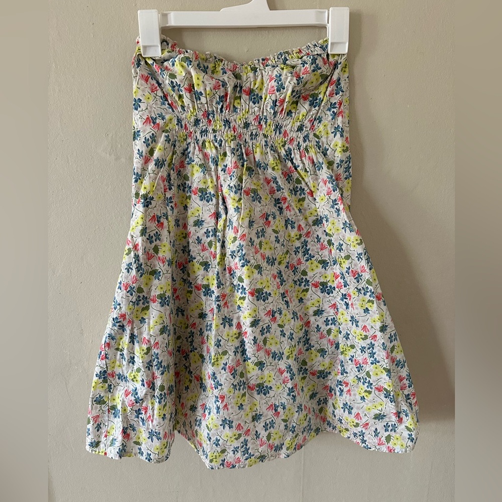 Jack Wills white floral print mini dress ruched waist sweetheart neck pockets
